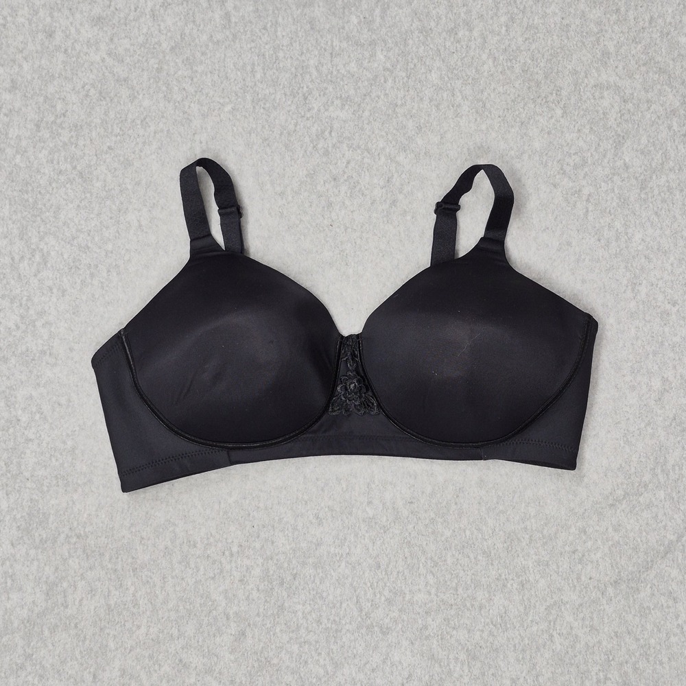 Vanity Fair Women‎ Bra 38D Black T Shirt Lightly Lined Underwired Lace Strap